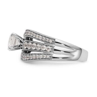 14K White Gold Diamond Peg Set Engagement Ring