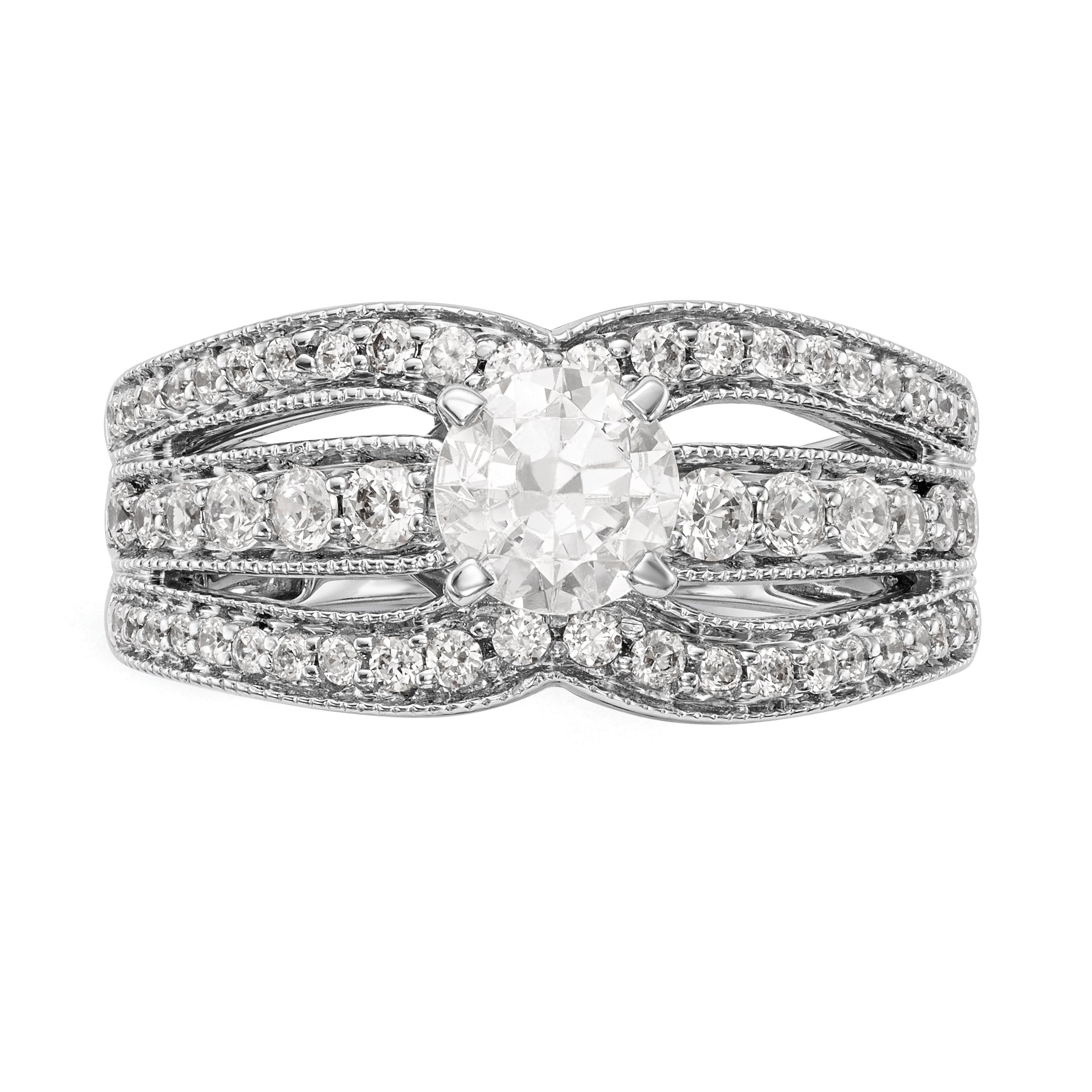 14K White Gold Diamond Peg Set Engagement Ring