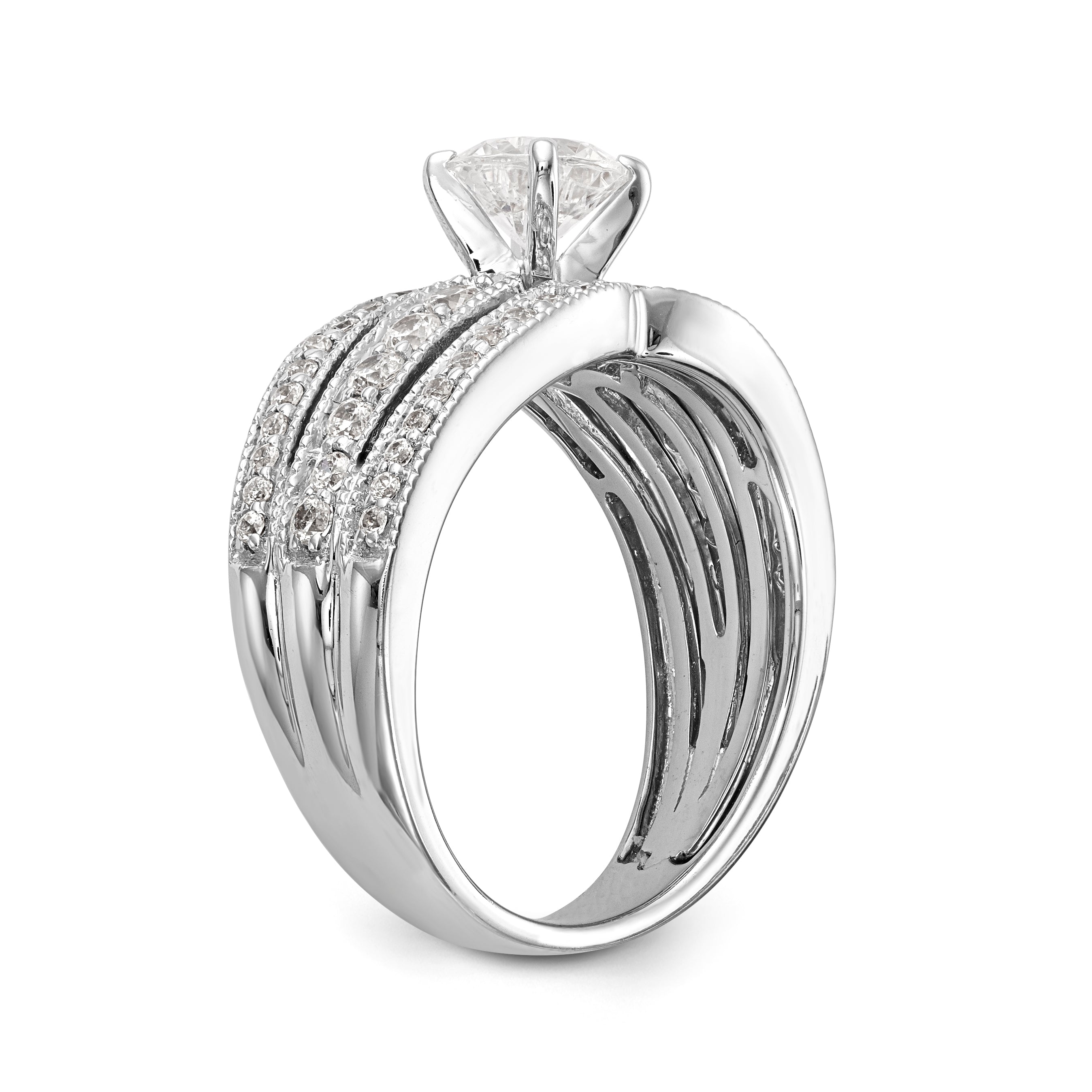 14K White Gold Diamond Peg Set Engagement Ring