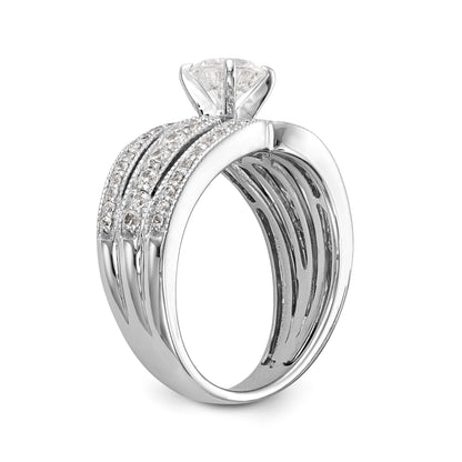 14K White Gold Diamond Peg Set Engagement Ring