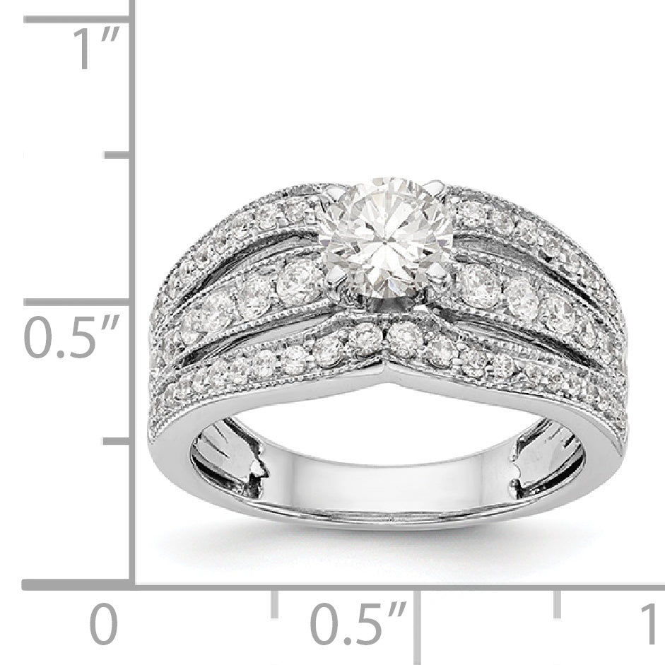 14K White Gold Diamond Peg Set Engagement Ring