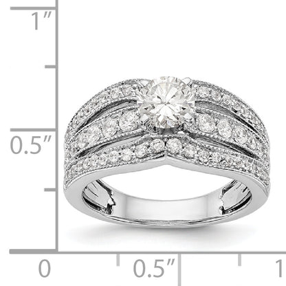 14K White Gold Diamond Peg Set Engagement Ring