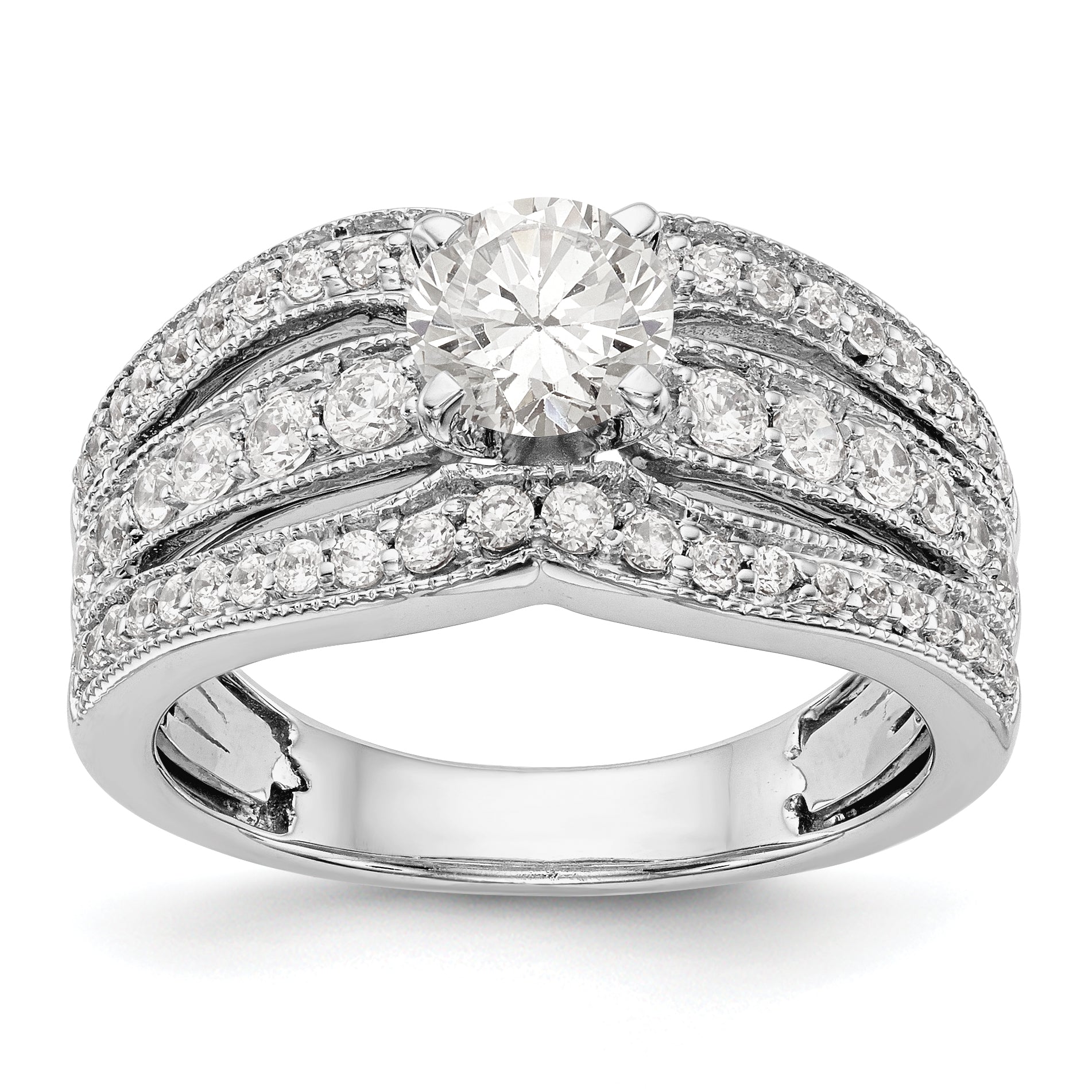 14K White Gold Diamond Peg Set Engagement Ring