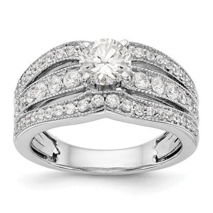 14K White Gold Diamond Peg Set Engagement Ring