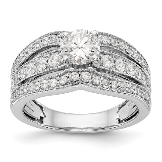 14K White Gold Diamond Peg Set Engagement Ring