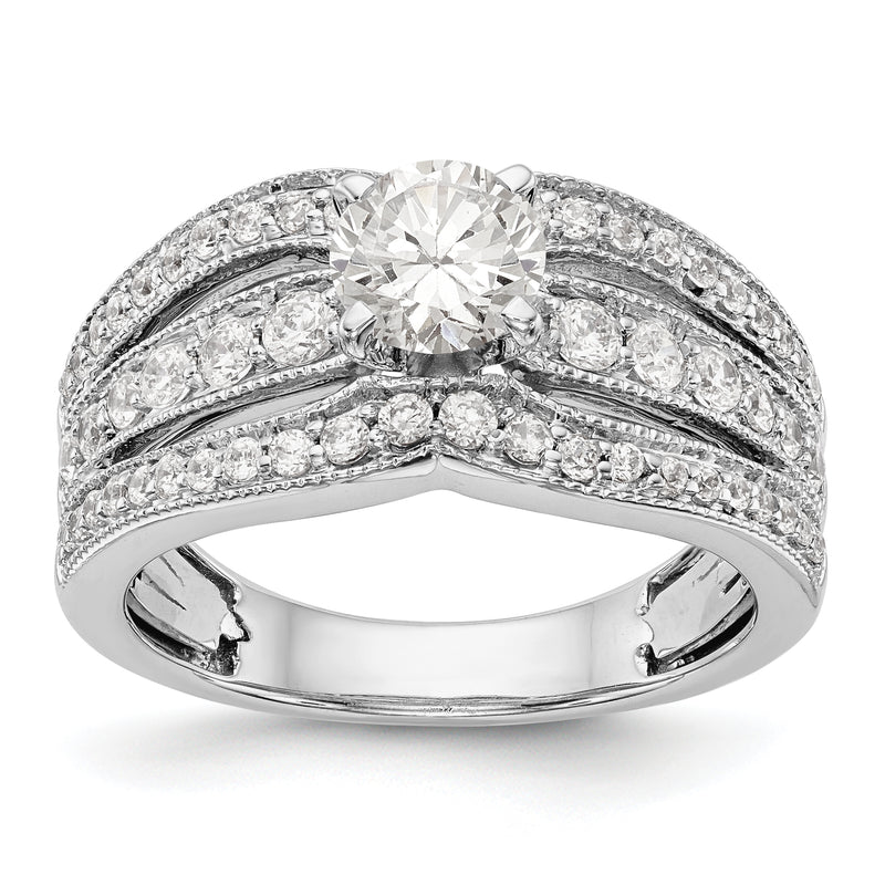 14K White Gold Diamond Peg Set Engagement Ring