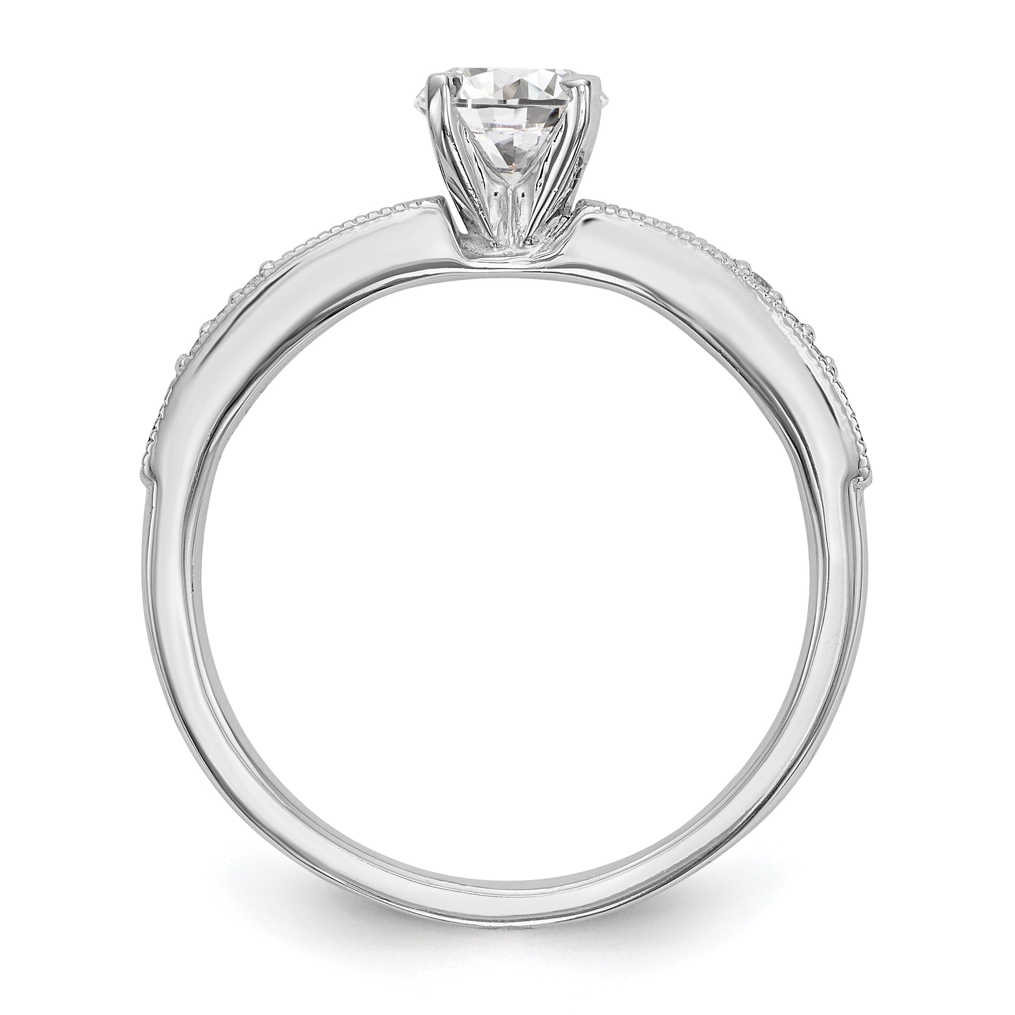 14K White Gold Diamond Peg Set Engagement Ring