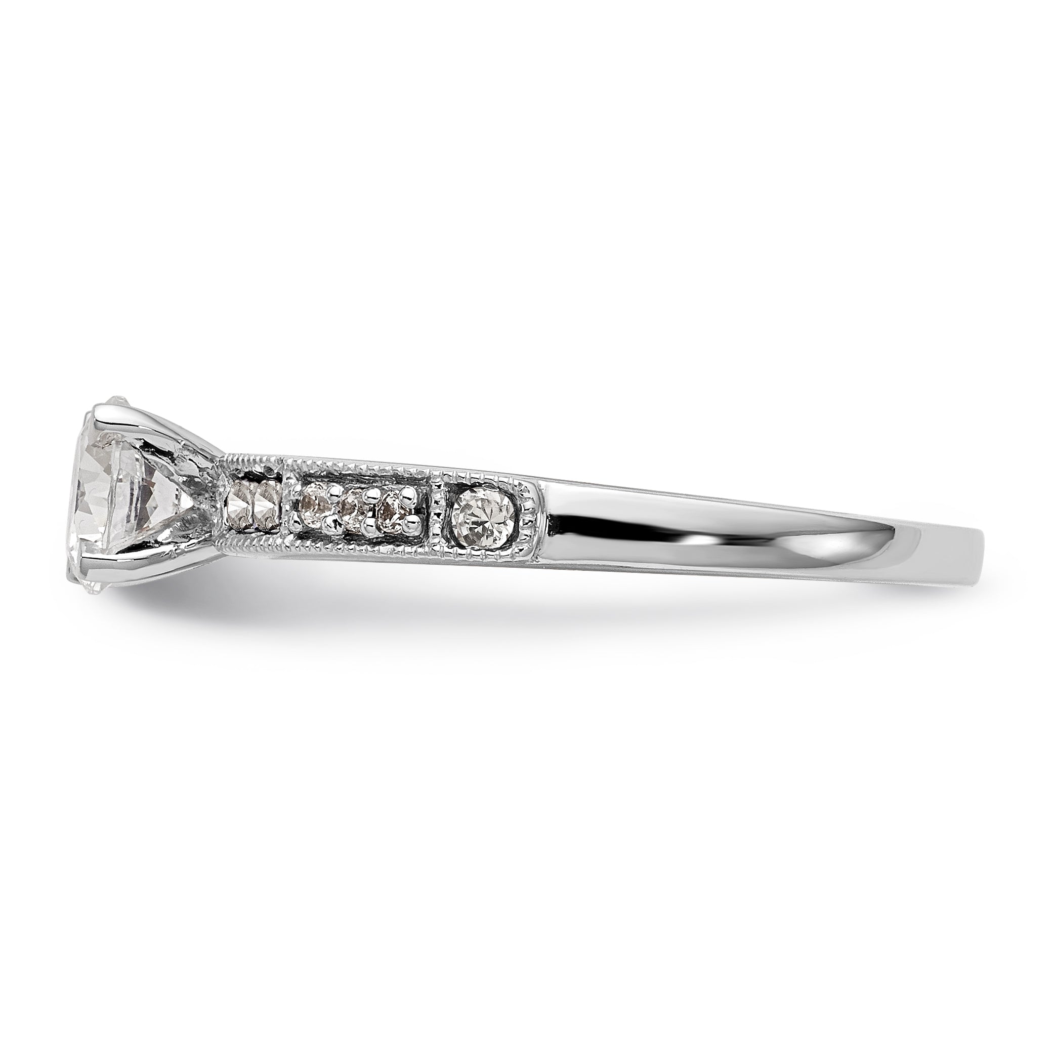 14K White Gold Diamond Peg Set Engagement Ring