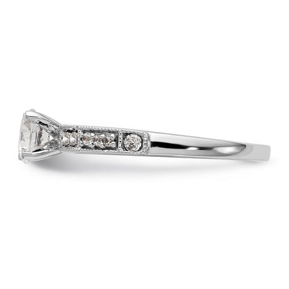 14K White Gold Diamond Peg Set Engagement Ring