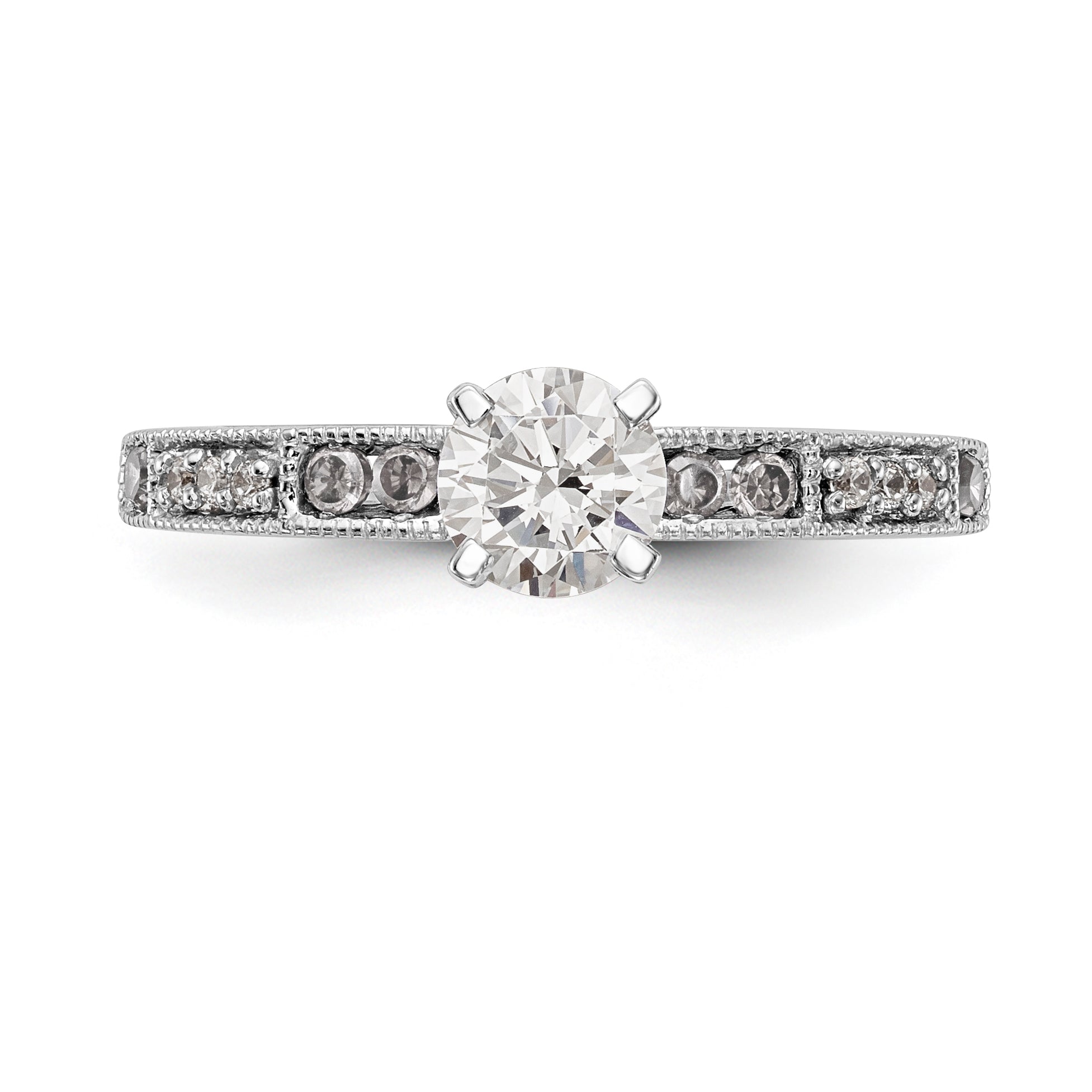14K White Gold Diamond Peg Set Engagement Ring