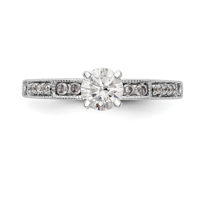 14K White Gold Diamond Peg Set Engagement Ring