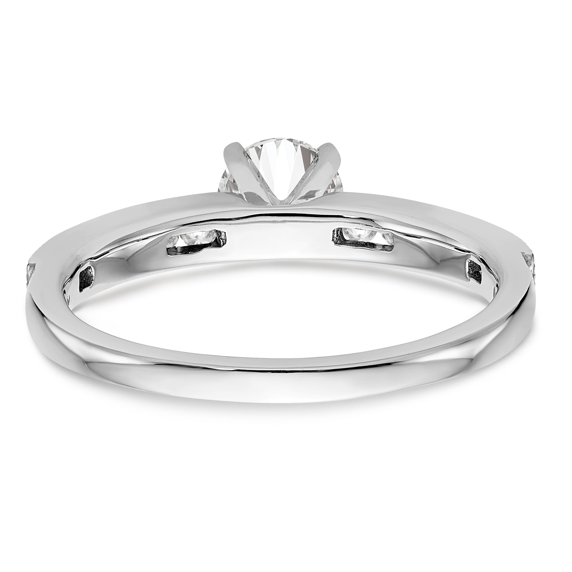 14K White Gold Diamond Peg Set Engagement Ring