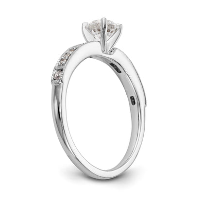 14K White Gold Diamond Peg Set Engagement Ring