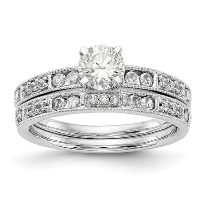 14K White Gold Diamond Peg Set Engagement Ring