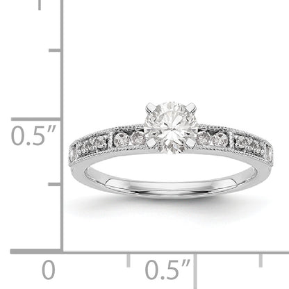 14K White Gold Diamond Peg Set Engagement Ring