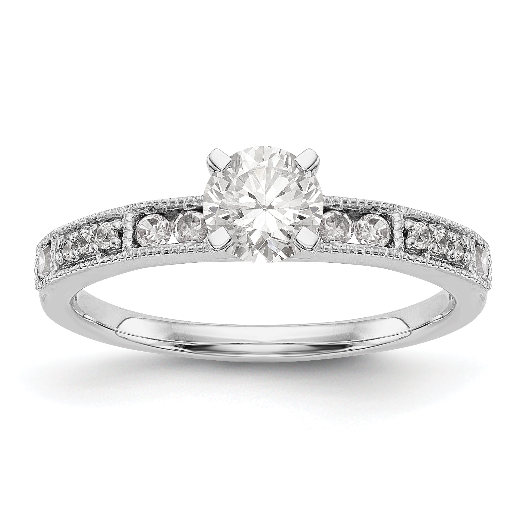 14K White Gold Diamond Peg Set Engagement Ring