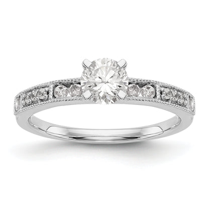 14K White Gold Diamond Peg Set Engagement Ring