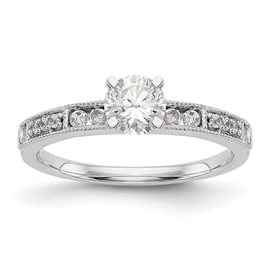 14K White Gold Diamond Peg Set Engagement Ring