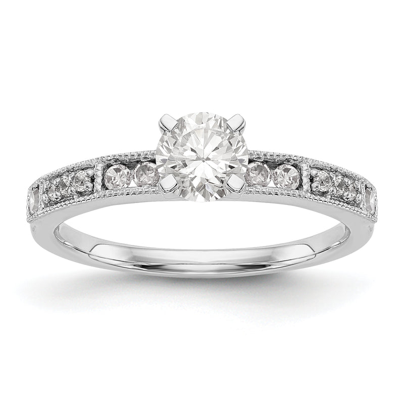 14K White Gold Diamond Peg Set Engagement Ring