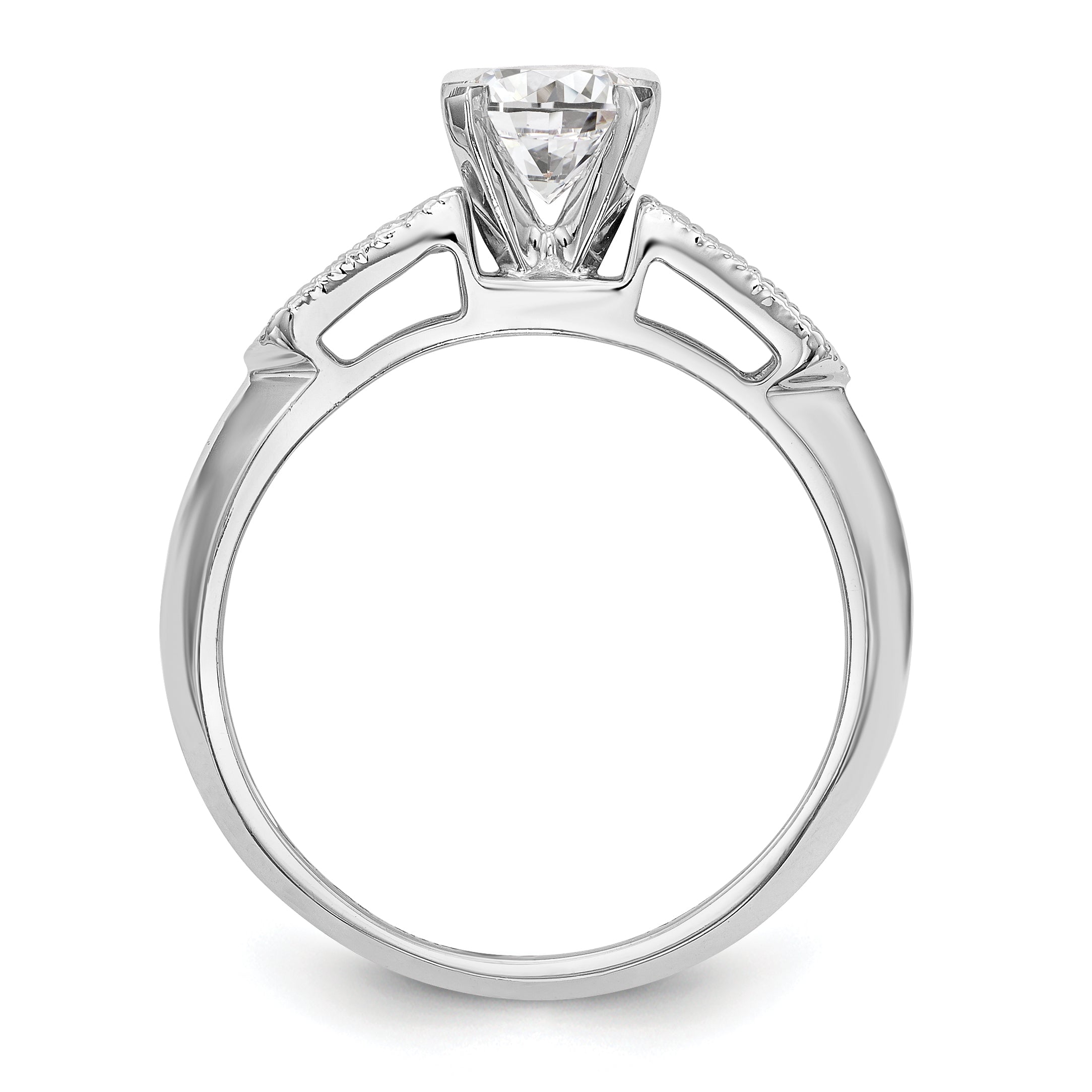 14K White Gold Diamond Peg Set Engagement Ring