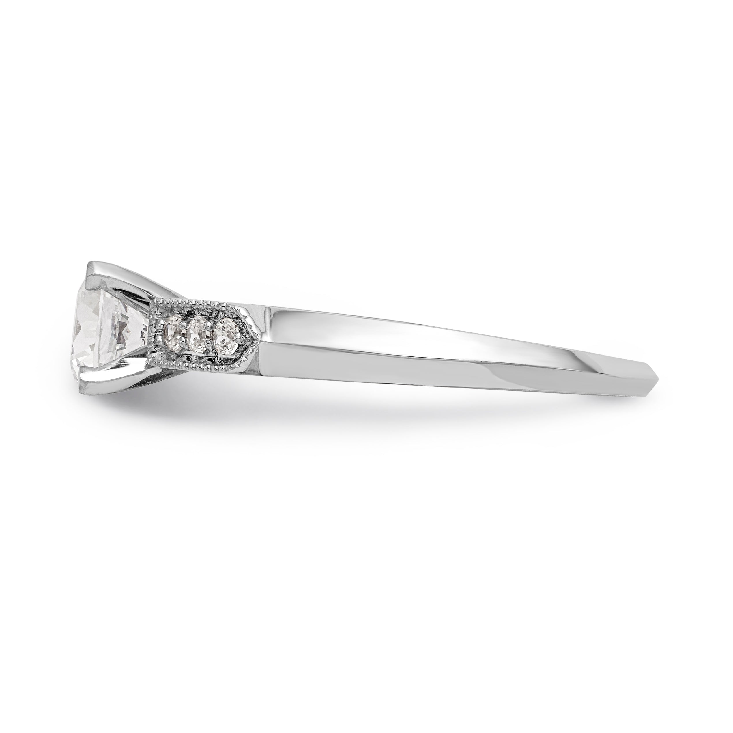 14K White Gold Diamond Peg Set Engagement Ring