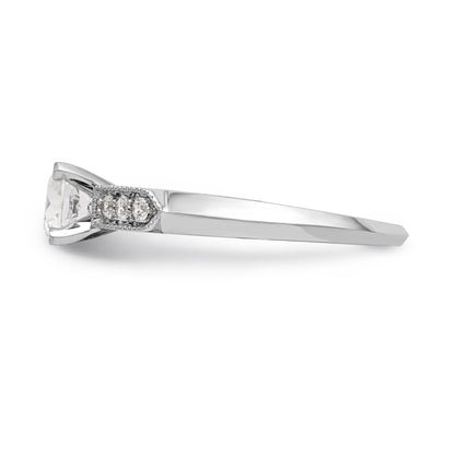 14K White Gold Diamond Peg Set Engagement Ring