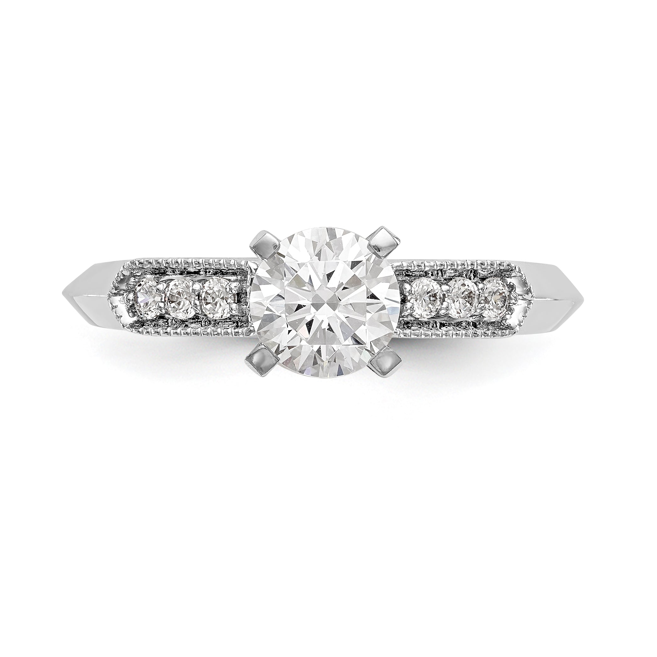 14K White Gold Diamond Peg Set Engagement Ring