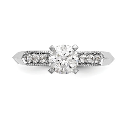 14K White Gold Diamond Peg Set Engagement Ring