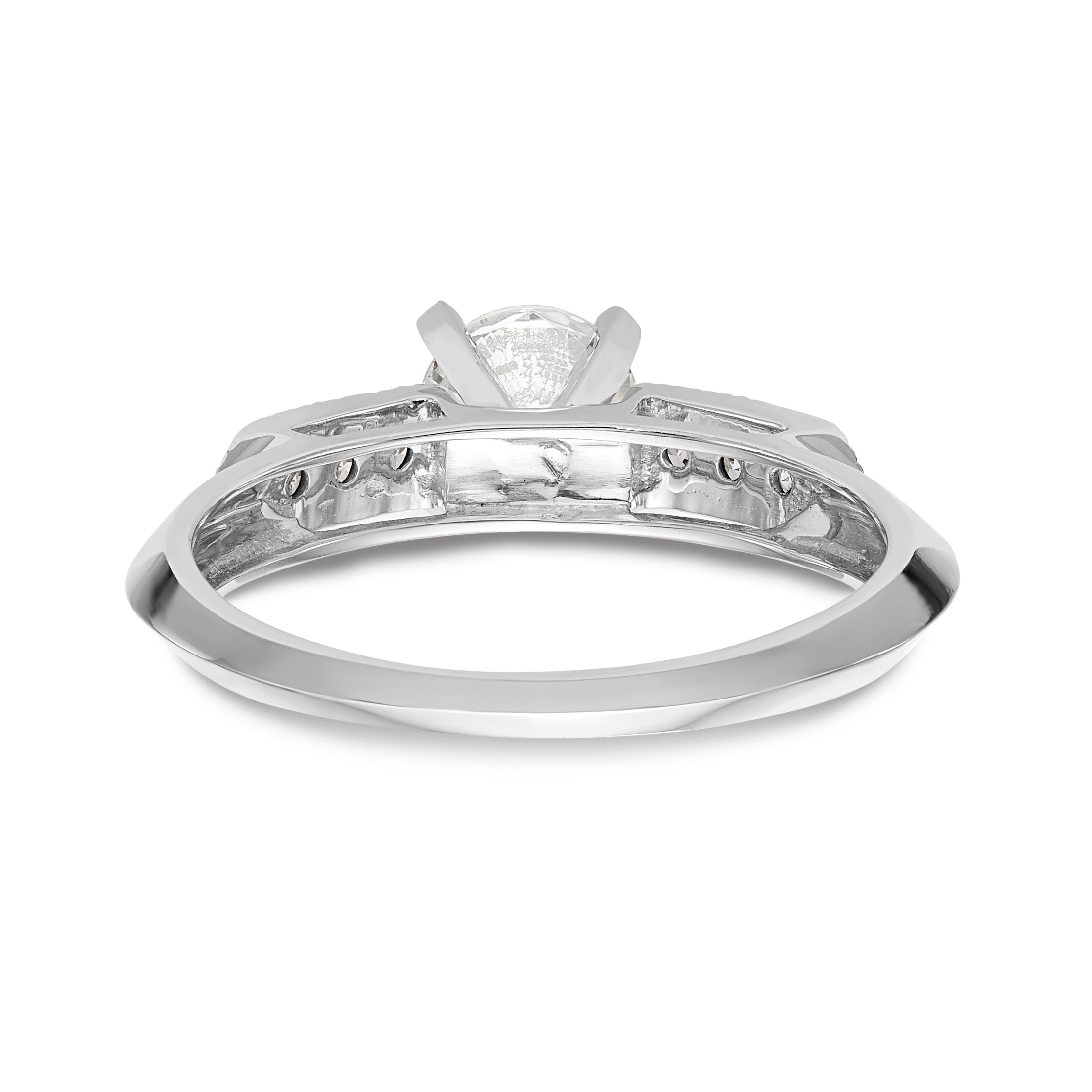 14K White Gold Diamond Peg Set Engagement Ring