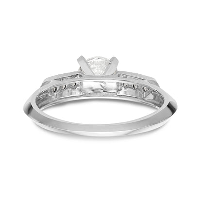 14K White Gold Diamond Peg Set Engagement Ring