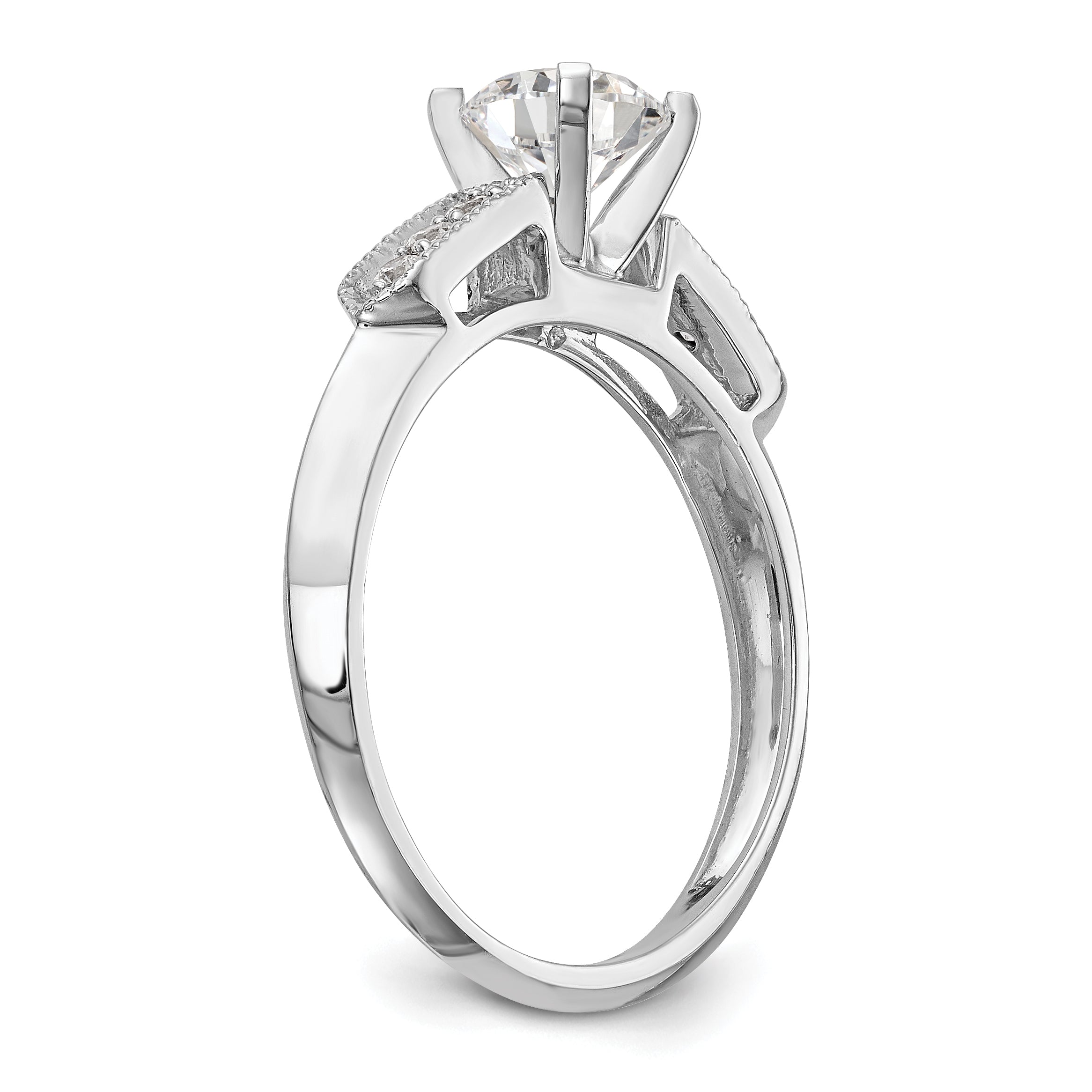 14K White Gold Diamond Peg Set Engagement Ring