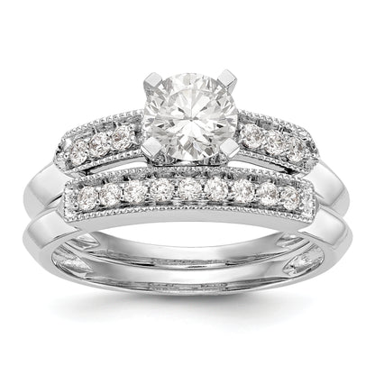 14K White Gold Diamond Peg Set Engagement Ring