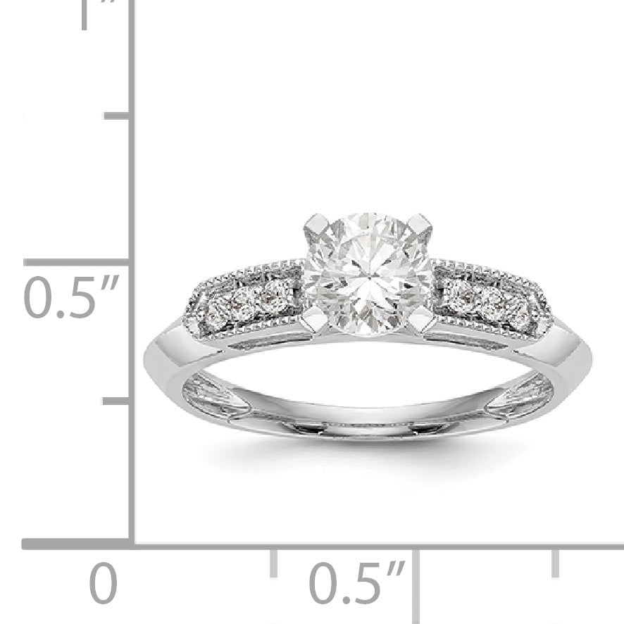 14K White Gold Diamond Peg Set Engagement Ring