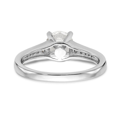 14K White Gold Diamond Peg Set CZ Engagement Ring