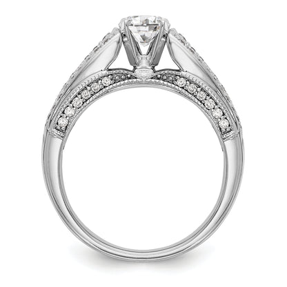 14K White Gold Peg Set Simulated Diamond Engagement Ring