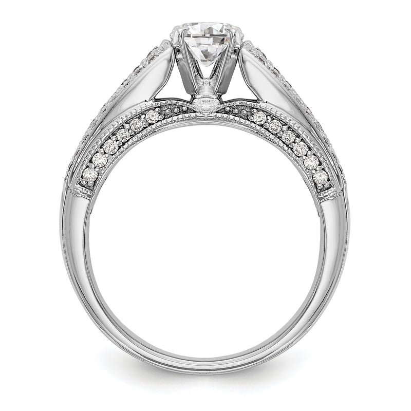 14K White Gold Peg Set Simulated Diamond Engagement Ring