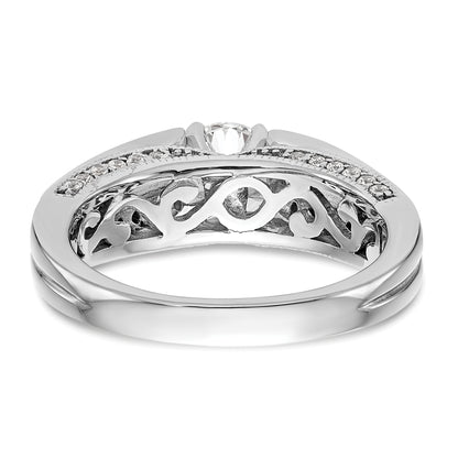 14K White Gold Peg Set Simulated Diamond Engagement Ring