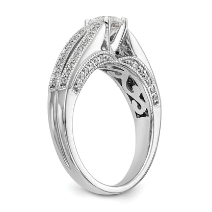 14K White Gold Peg Set Simulated Diamond Engagement Ring