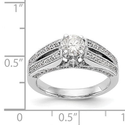 14K White Gold Peg Set Simulated Diamond Engagement Ring