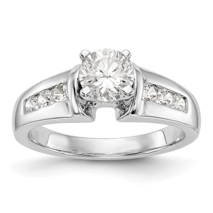 14K White Gold Diamond Peg Set Engagement Ring