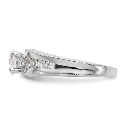 14K White Gold Diamond Peg Set Engagement Ring