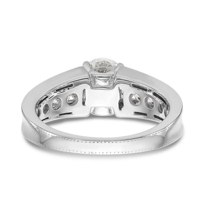 14K White Gold Diamond Peg Set Engagement Ring