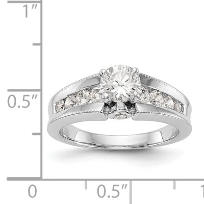 14K White Gold Diamond Peg Set Engagement Ring