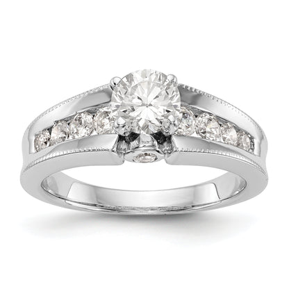14K White Gold Diamond Peg Set Engagement Ring