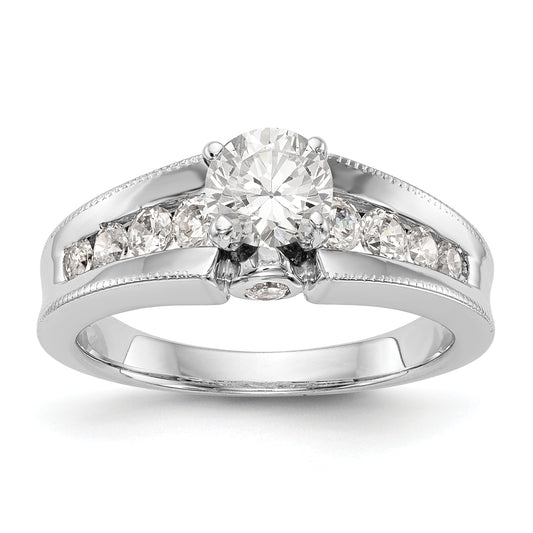 14K White Gold Diamond Peg Set Engagement Ring