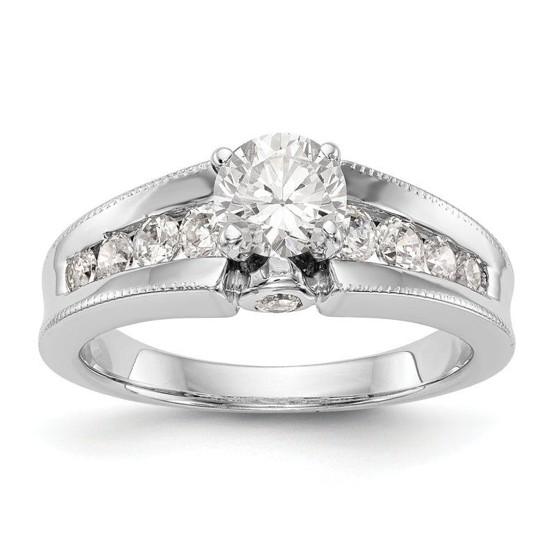 14K White Gold Diamond Peg Set Engagement Ring