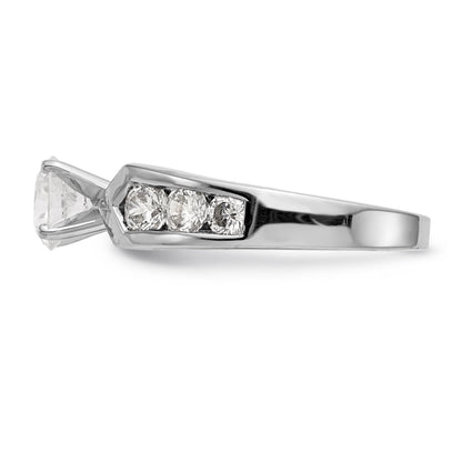 14K White Gold Diamond Peg Set Engagement Ring