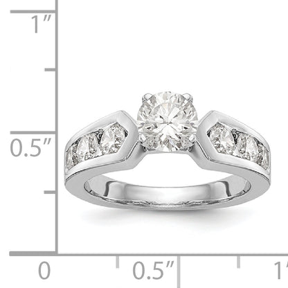 14K White Gold Diamond Peg Set Engagement Ring