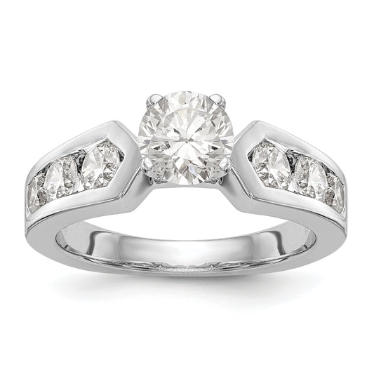 14K White Gold Diamond Peg Set Engagement Ring