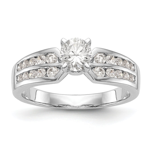 14K White Gold Diamond Peg Set Engagement Ring